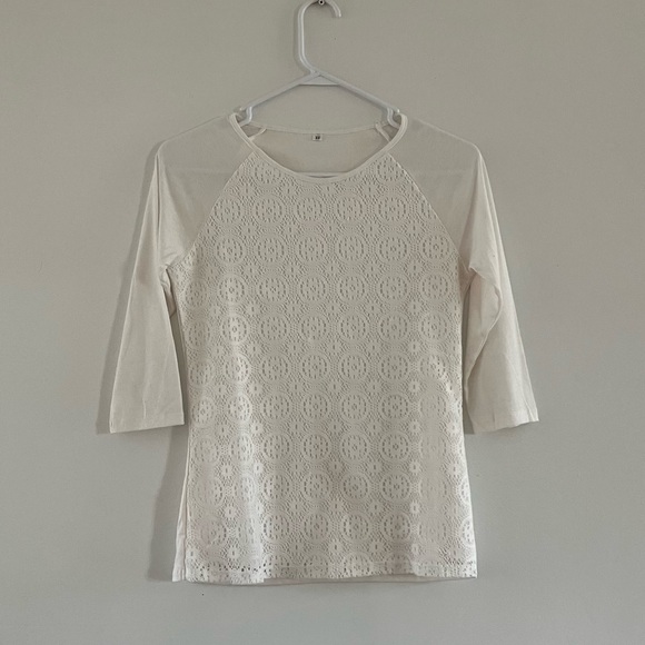 The Skirt Outlet Lace Bodice Ragland Sleeve White Blouse - Picture 2 of 8